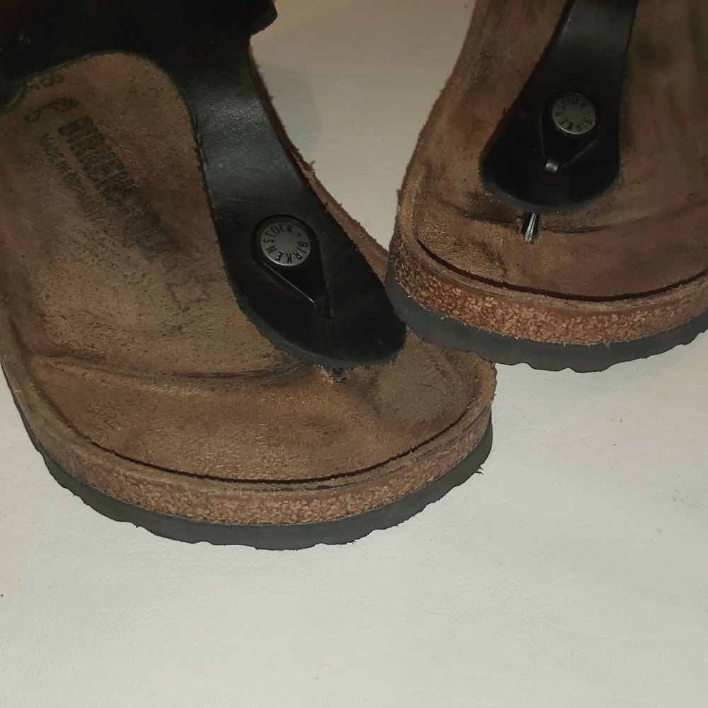 BIRKENSTOCK Gizeh Oiled Leather Black Sandals 38 7 - Picture 7 of 9